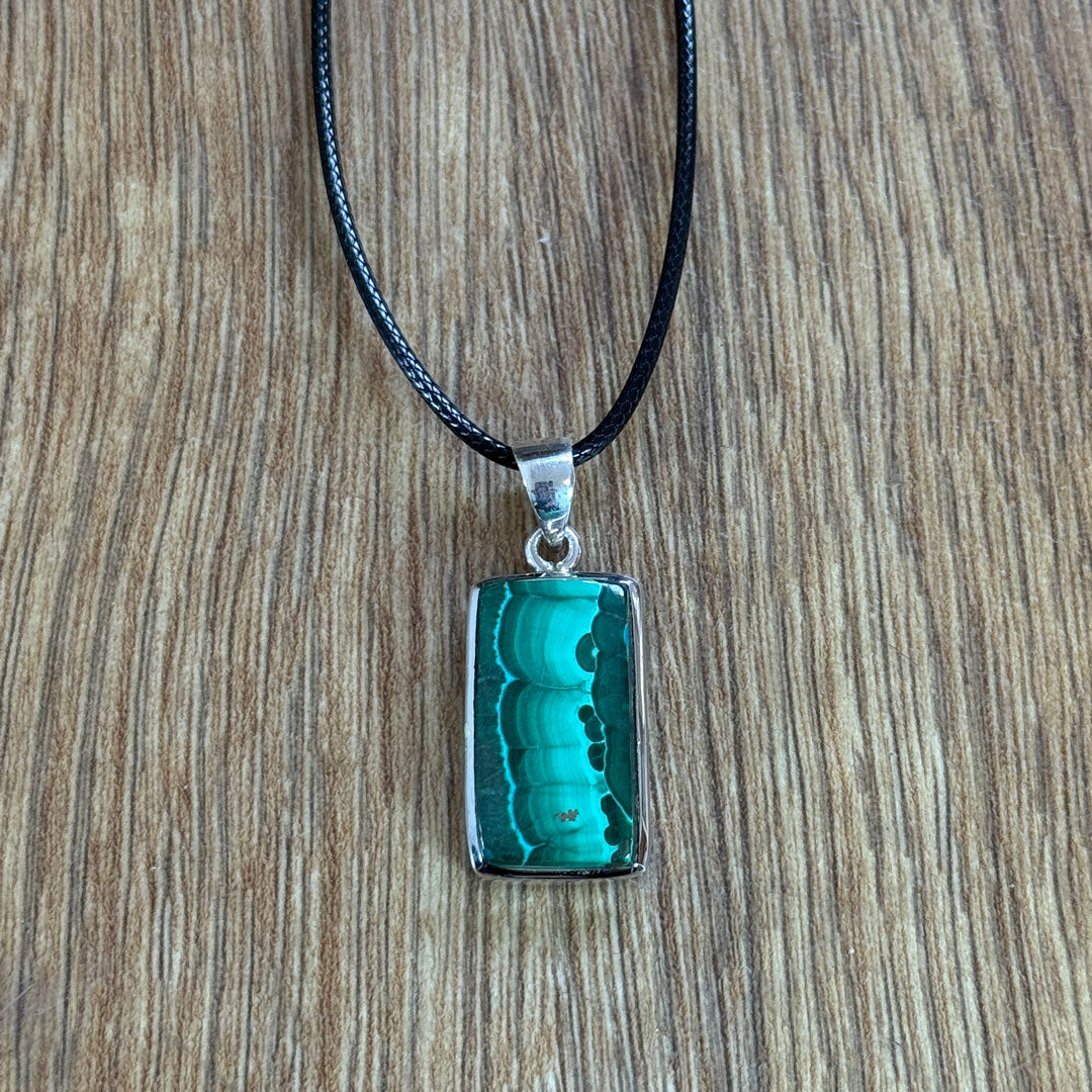 Handcrafted Malachite Pendants in Sterling Silver