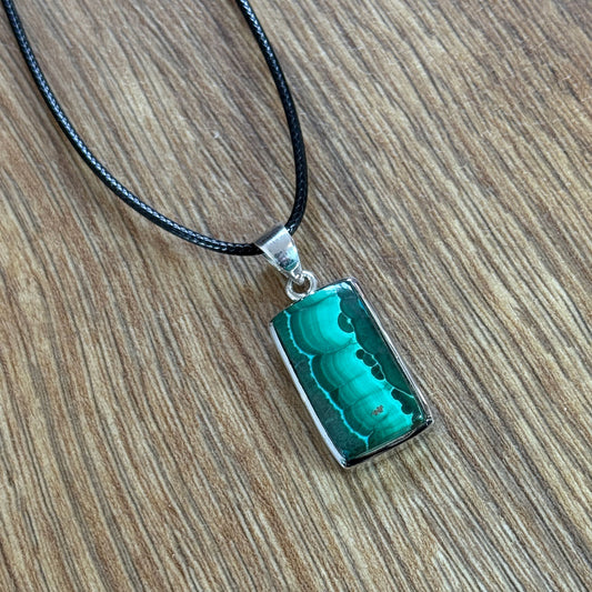 Handcrafted Malachite Pendants in Sterling Silver