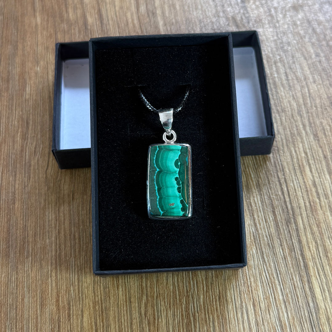 Handcrafted Malachite Pendants in Sterling Silver