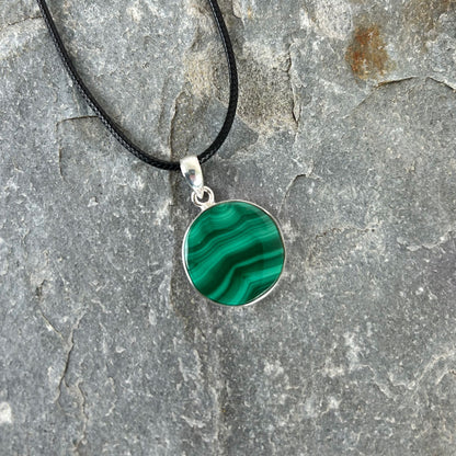 Handcrafted Malachite Pendants in Sterling Silver