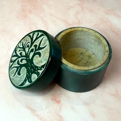 Tree of Life Soapstone Mini Round Box
