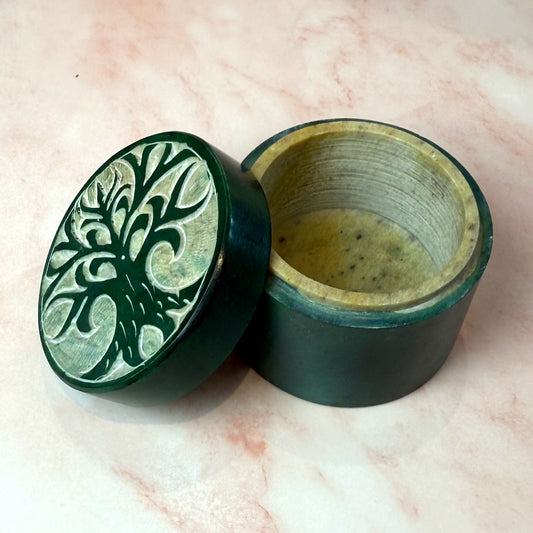 Tree of Life Soapstone Mini Round Box
