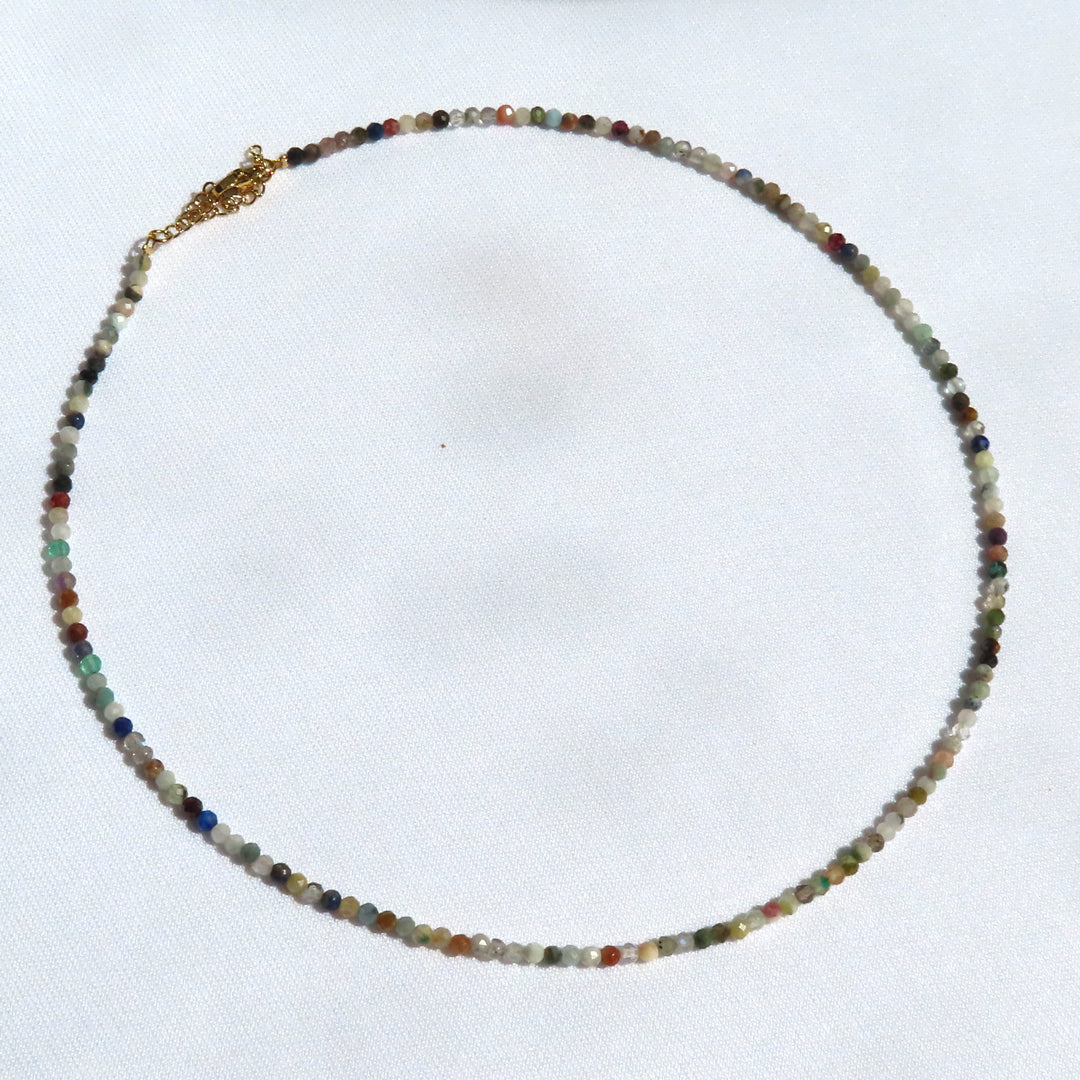 3mm Faceted Mixed Stone Crystal Necklace