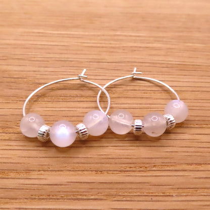 Moonstone and Sterling Silver Hoop Earrings