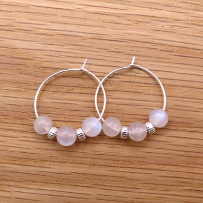 Moonstone and Sterling Silver Hoop Earrings