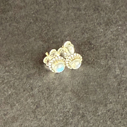 Mini Moonstone Silver Stud Earrings