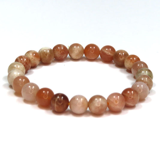 Peach Moonstone Bracelet 8mm Beads