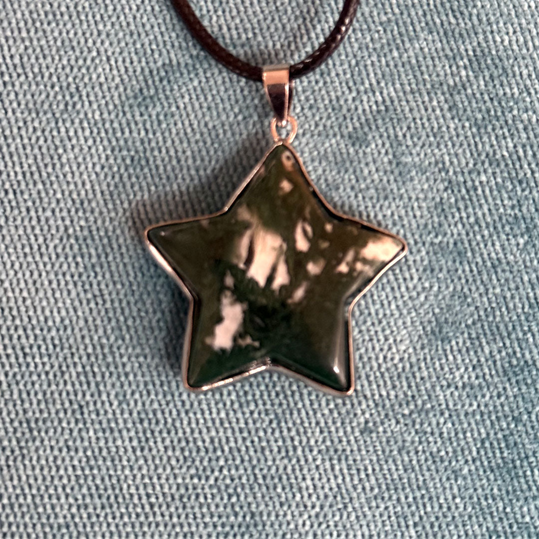 Moss Agate Star Pendant