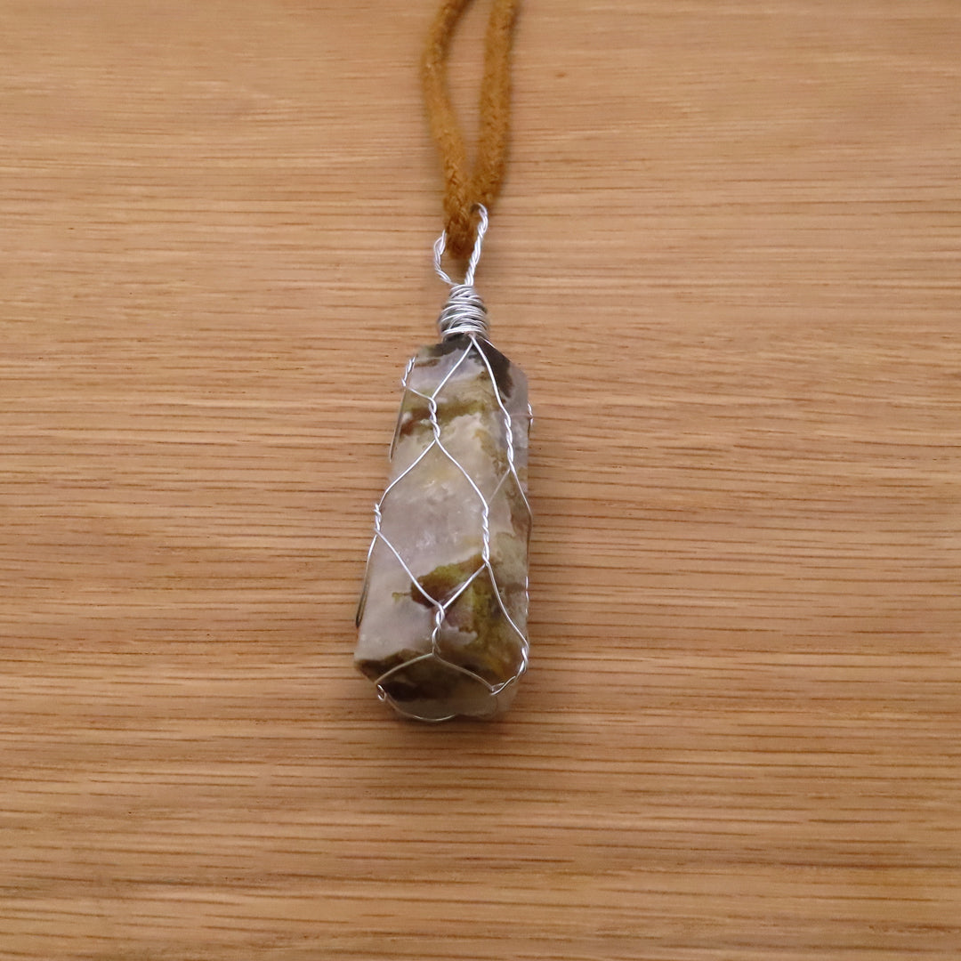 Wrapped Moss Agate Necklace