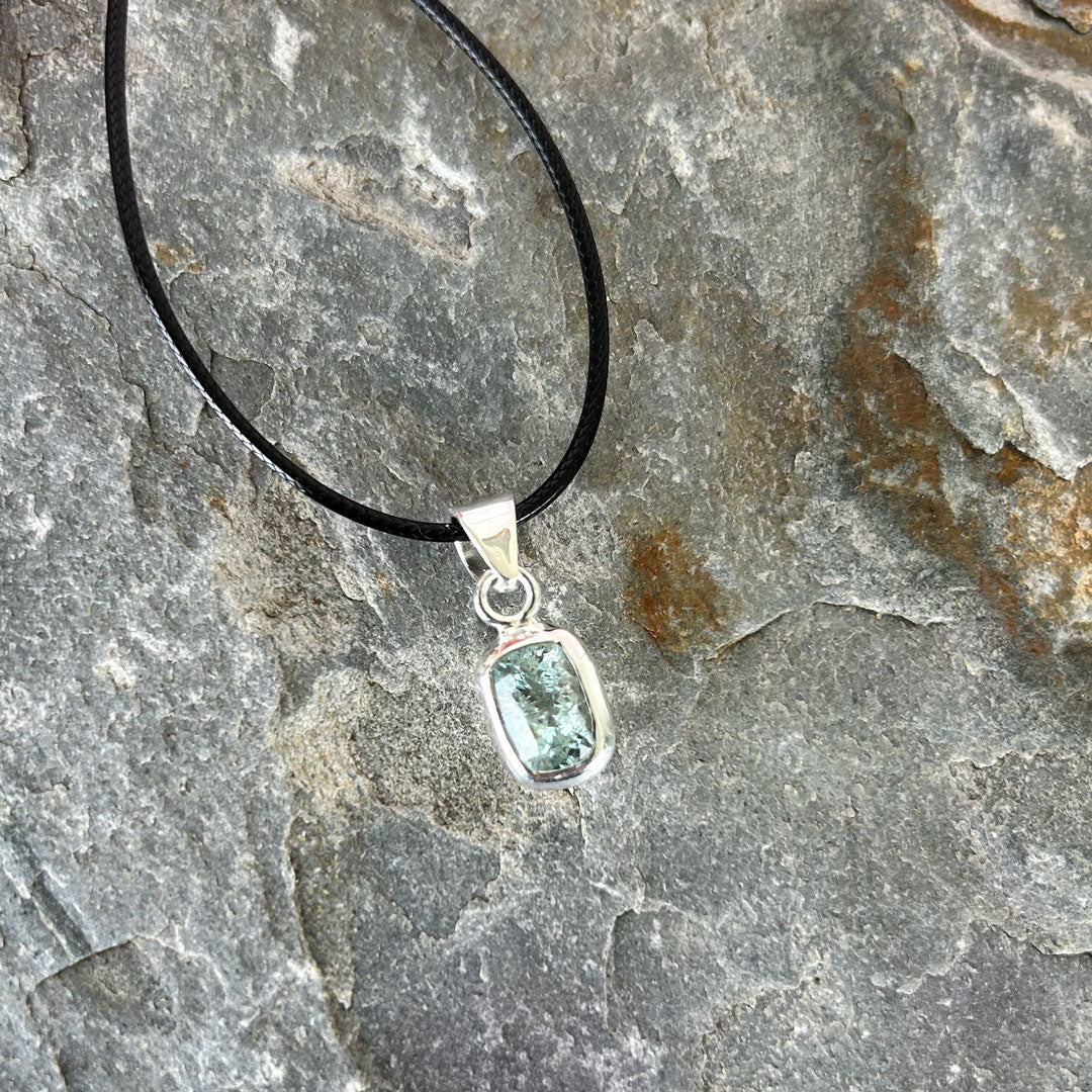 Aquamarine set in Sterling Silver: Stone of courage and calm