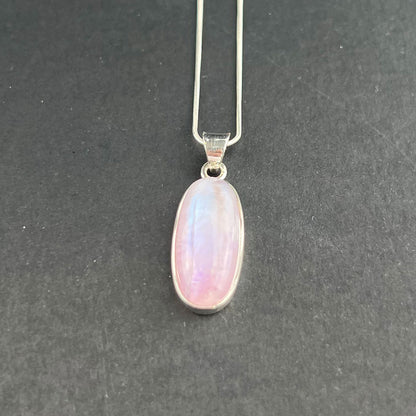 Handcrafted PInk Moonstone and Silver Necklace Pendant