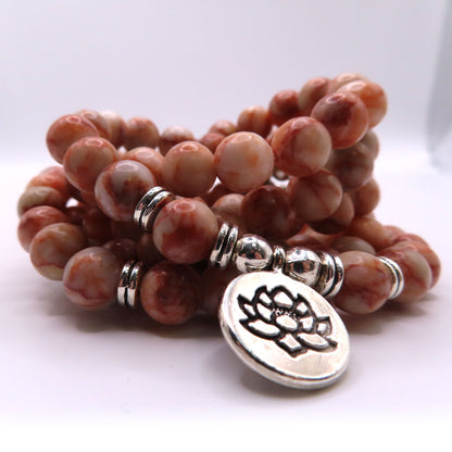 Pink Picasso Jasper Mala Beads