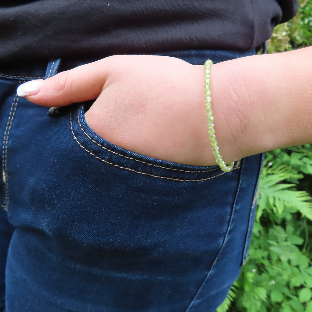 2mm Faceted Peridot Crystal Bracelet