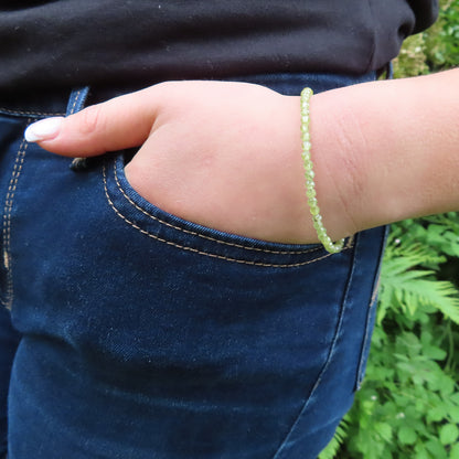 3mm Faceted Peridot Crystal Bracelet