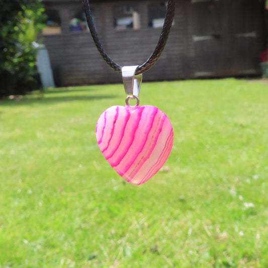 Pink Agate Heart Necklace