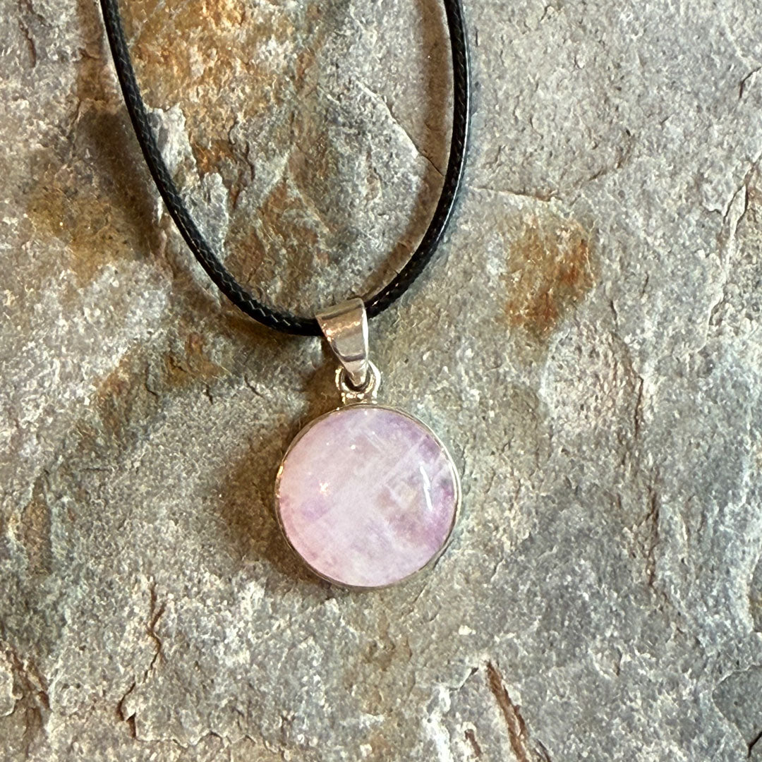 Handcrafted PInk Moonstone and Silver Necklace Pendant