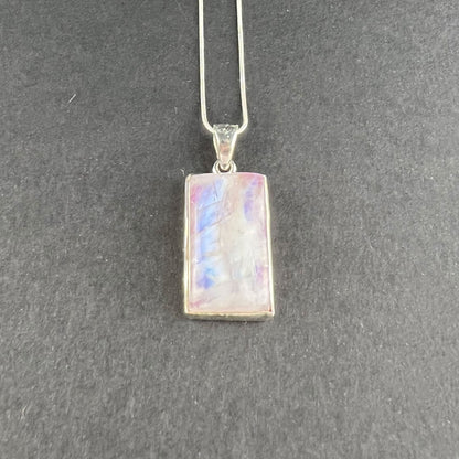 Handcrafted PInk Moonstone and Silver Necklace Pendant