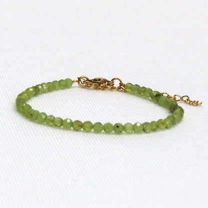 2mm Faceted Peridot Crystal Bracelet