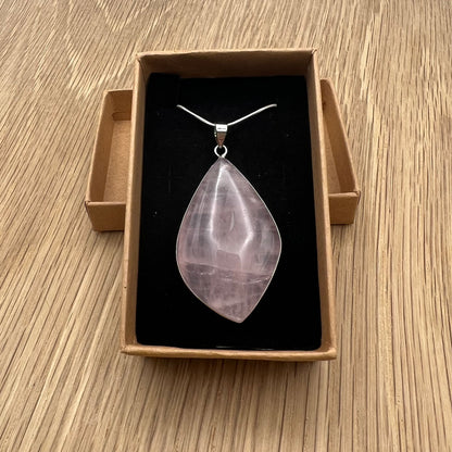 Silver Rose Quartz Drop Necklace