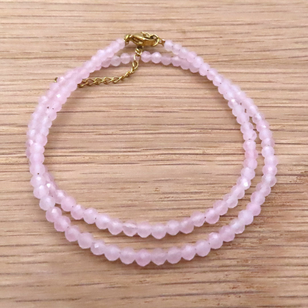 3mm Faceted Rose Quartz Crystal Necklace