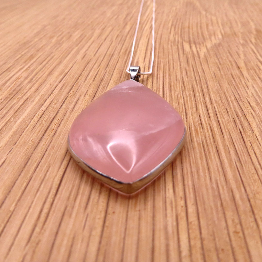 Silver Rose Quartz Drop Necklace