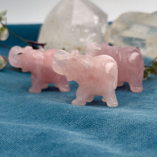 Mini Rose Quartz Elephant