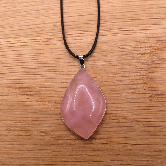 Rose Quartz Free Form Drop Corded Necklace