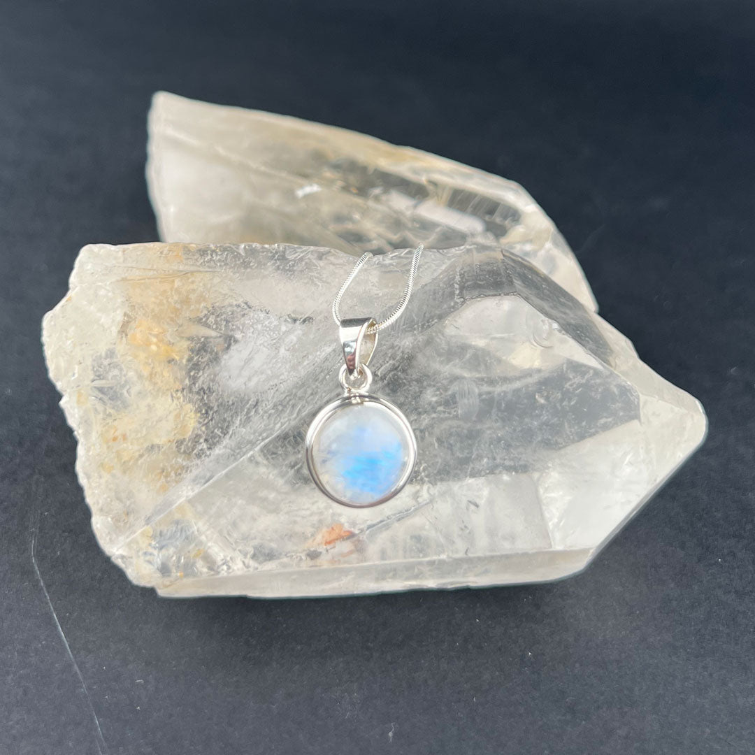 Handcrafted Moonstone and Silver Necklace Pendant