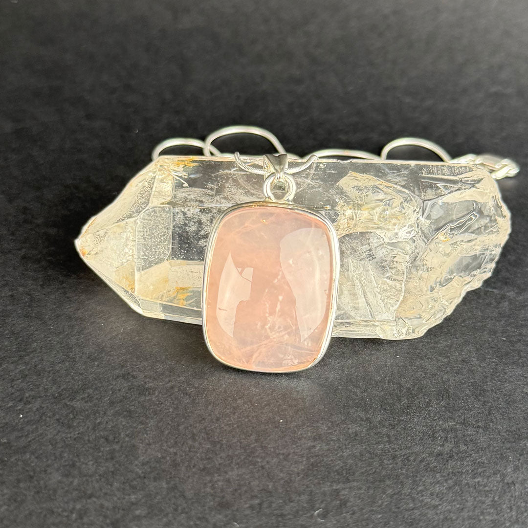 Handcrafted Rose Quartz Silver Pendants