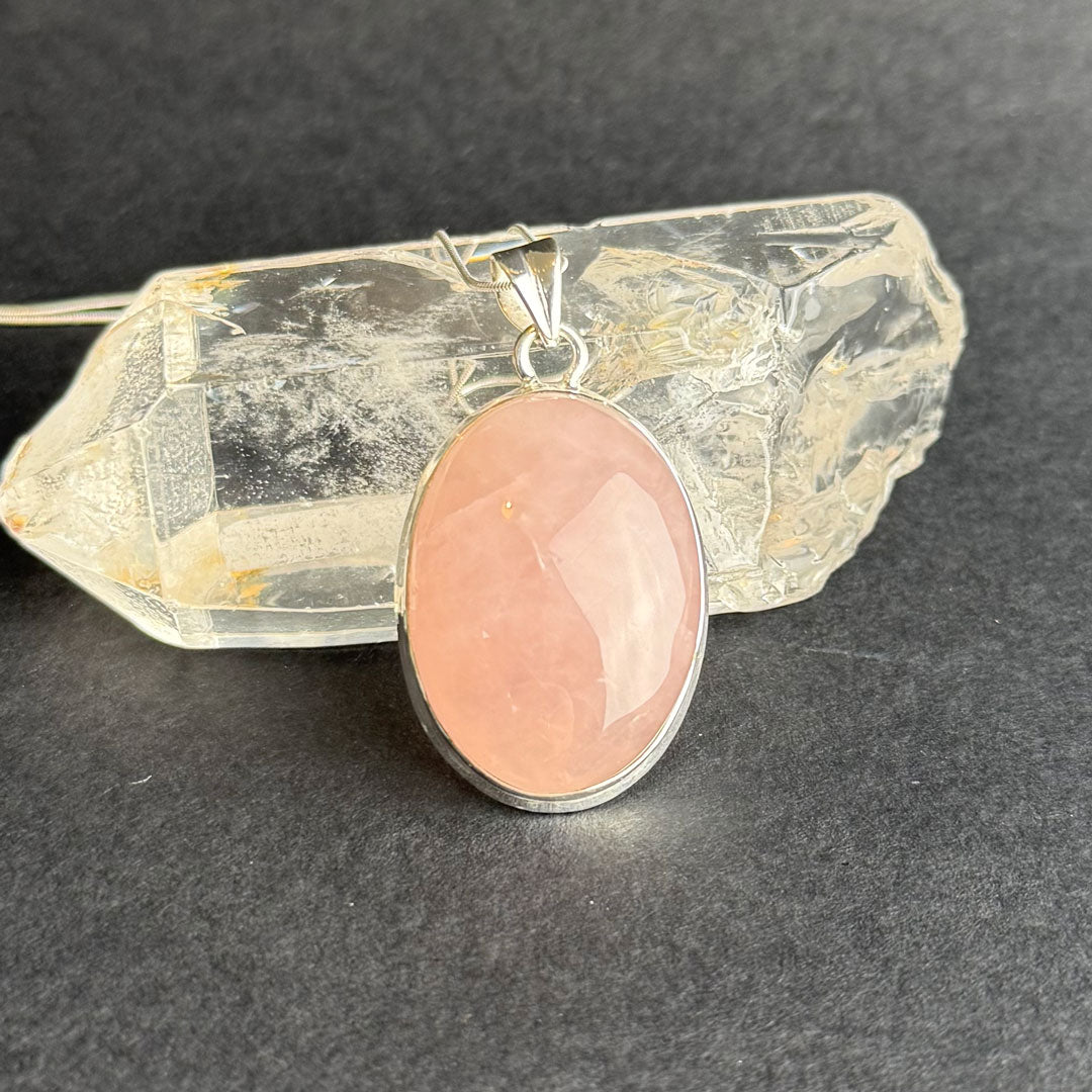 Handcrafted Rose Quartz Silver Pendants