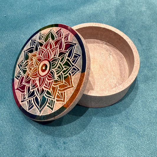 Mandala Soapstone Round Box