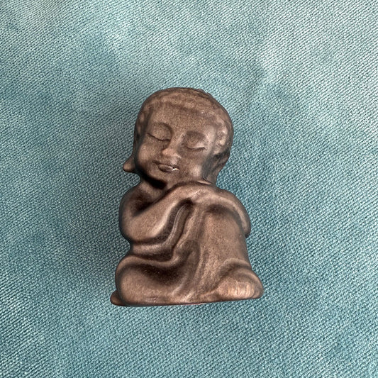 Silver Sheen Obsidian Resting Buddha