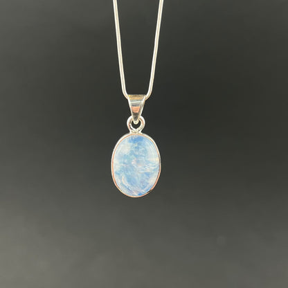 Handcrafted Blue Moonstone and Silver Necklace Pendant