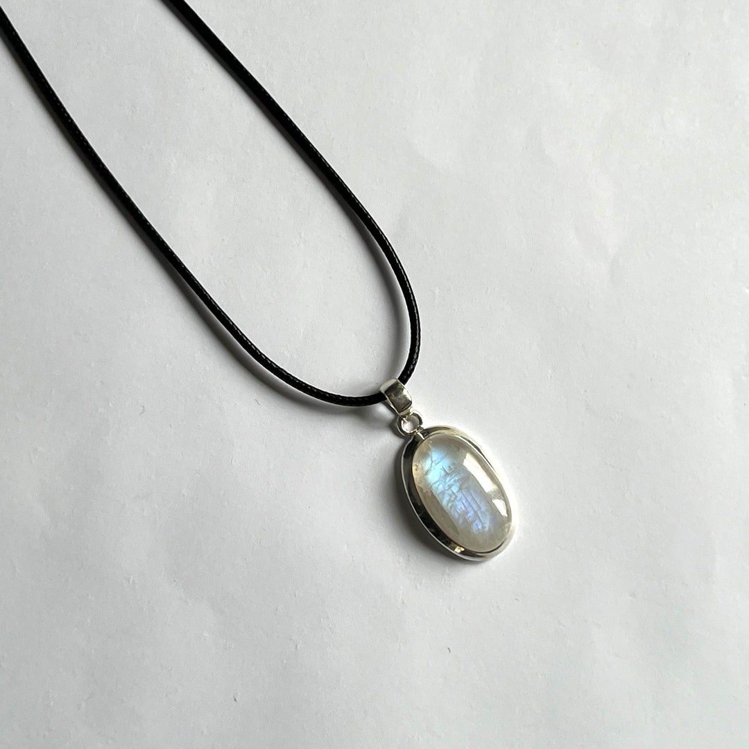 Handcrafted Moonstone and Silver Necklace Pendant