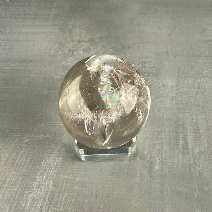 Small Clear Quartz Sphere with Rainbow Inclusions