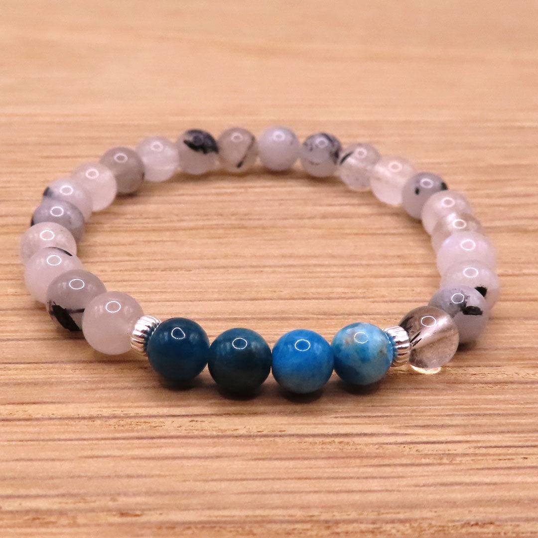 Tourmalated Quartz and Apatite Bracelet