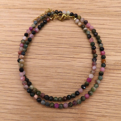 3mm Faceted Tourmaline Crystal Necklace