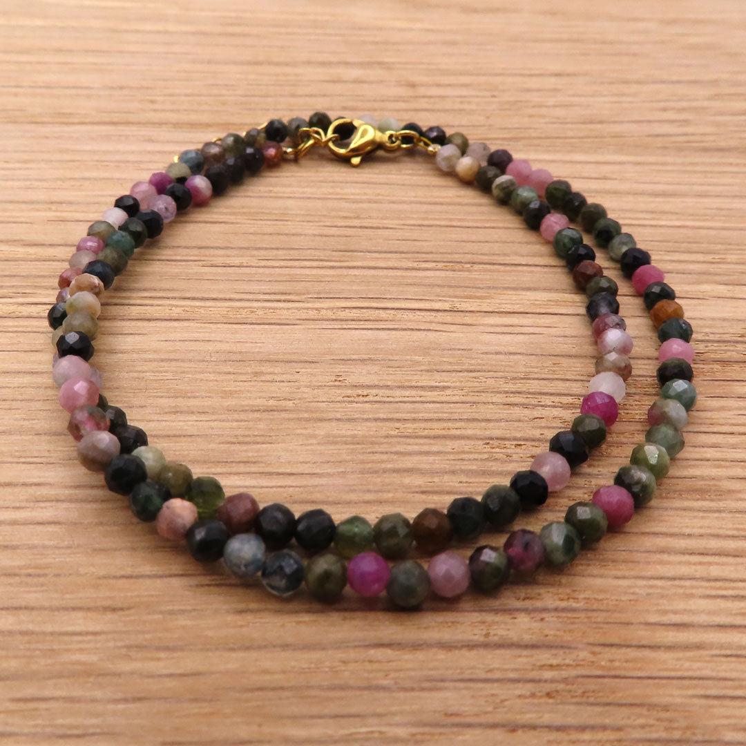 3mm Faceted Tourmaline Crystal Necklace