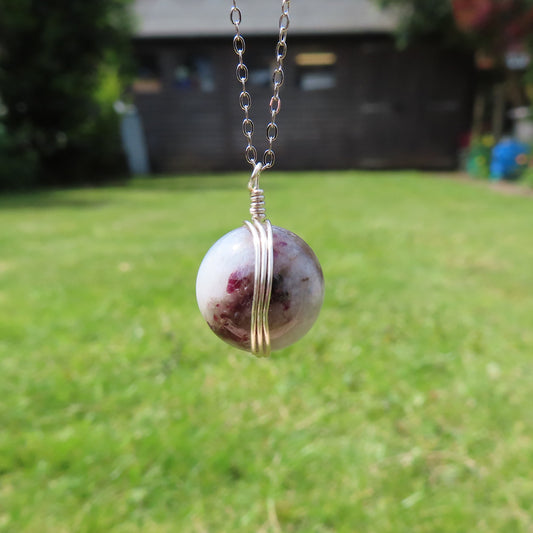 Tourmaline Wire Wrapped Crystal Ball Pendants