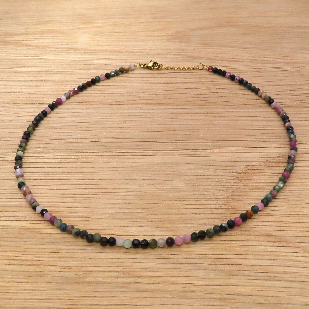 3mm Faceted Tourmaline Crystal Necklace