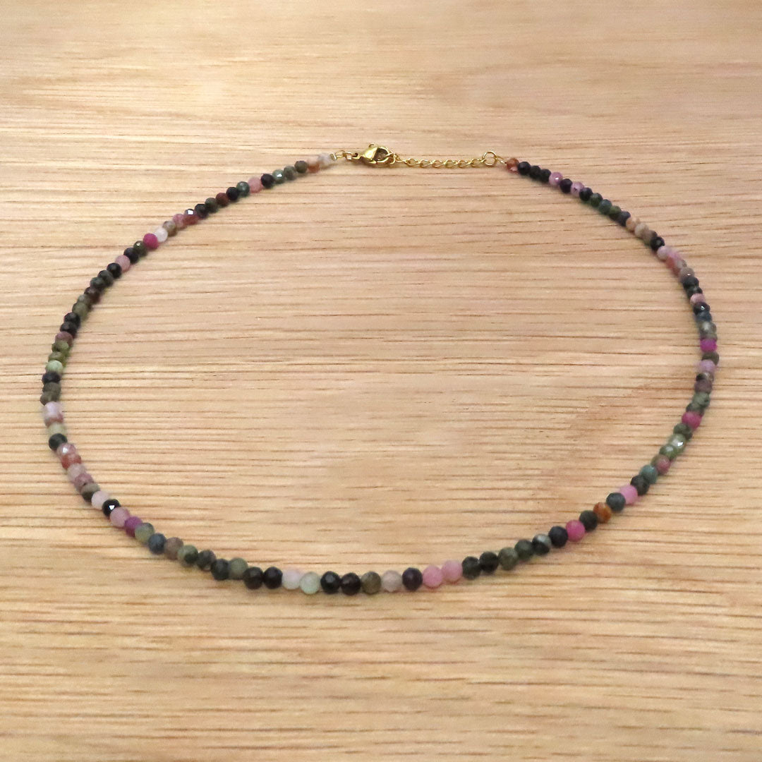 3mm Faceted Tourmaline Crystal Necklace