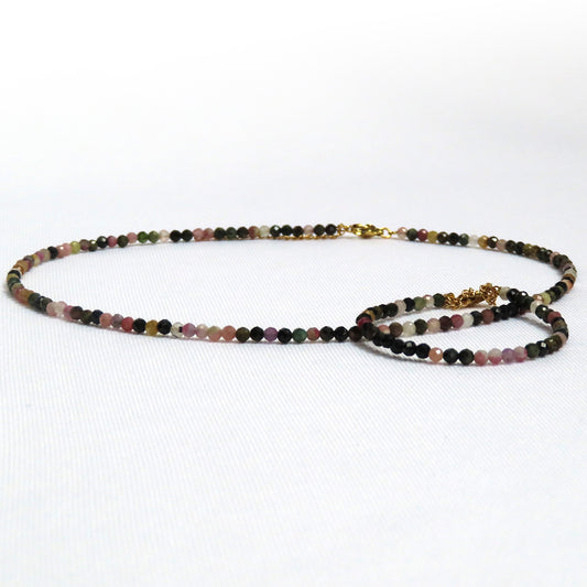 Tourmaline 3mm Necklace and Bracelet Set