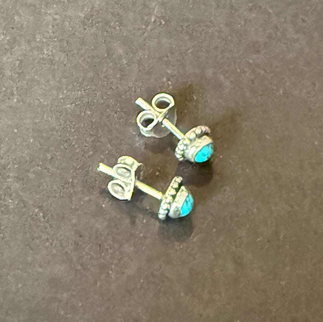 Mini Turquoise Silver Stud Earrings