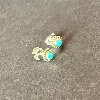 Mini Turquoise Silver Stud Earrings