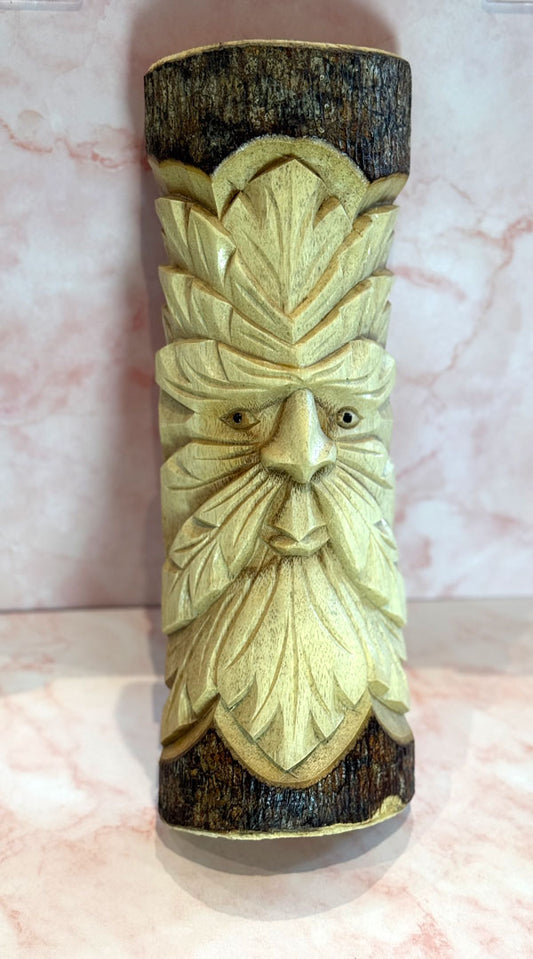 Wooden Green Man Carving - Natural Finish