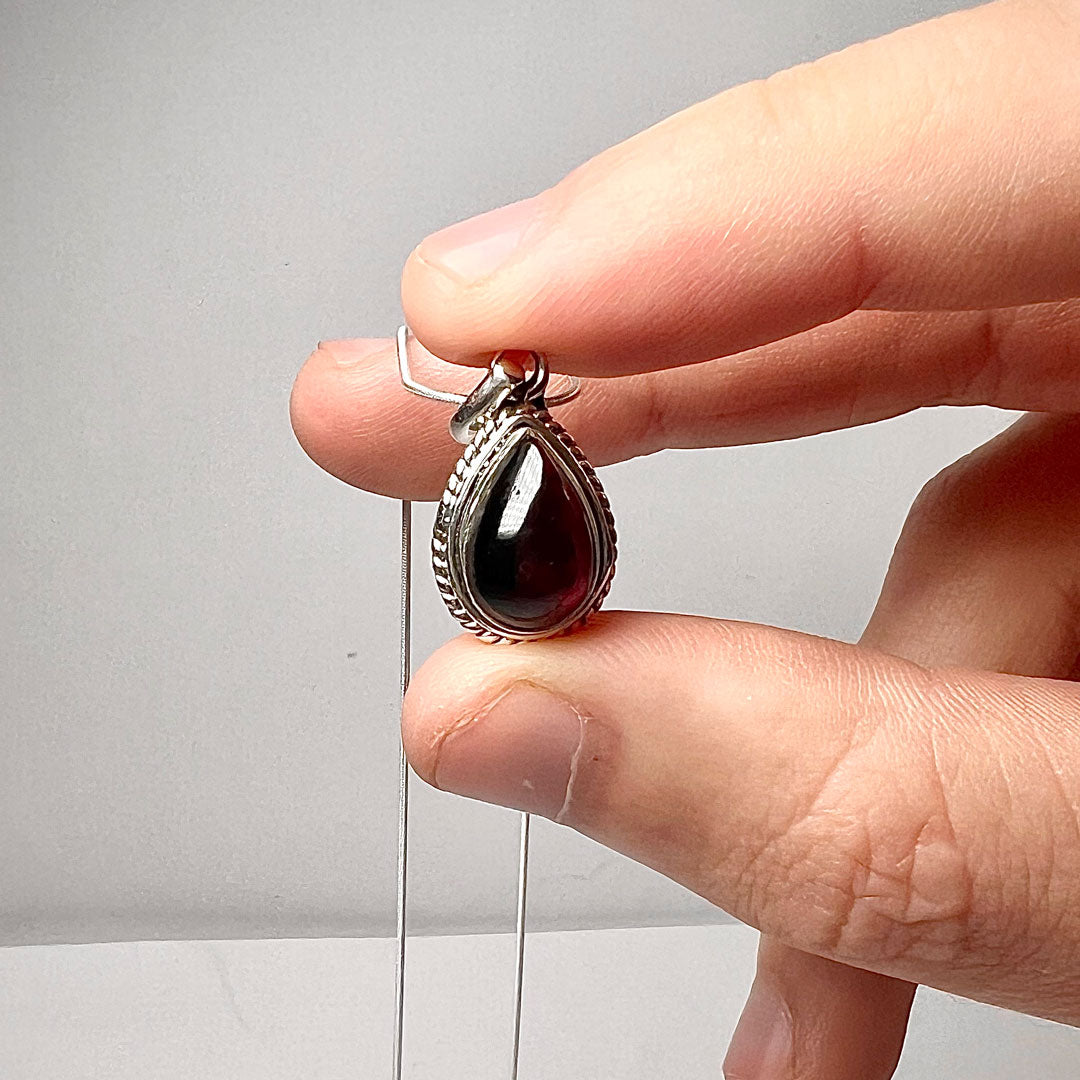 Silver Garnet Drop Necklace