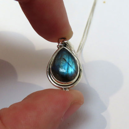 Silver Labradorite Drop Necklace