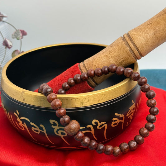 9cm Singing Bowl Gift Set - With Wooden Meditation Beads and Cushion