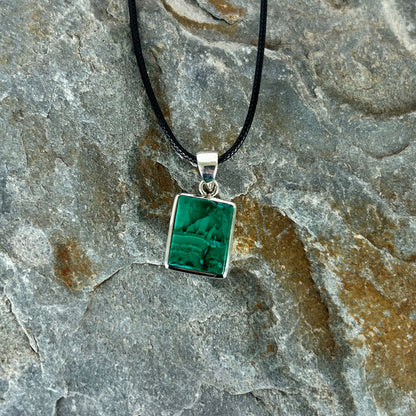 Handcrafted Malachite Pendants in Sterling Silver
