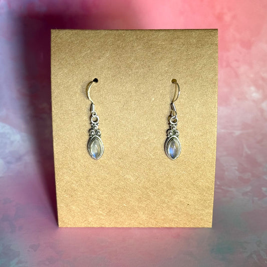 Sterling Silver Marquis Moonstone Earrings